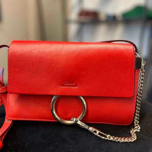 Chloe Faye Small Shoulder Bag in Red - Picture 3 of 5